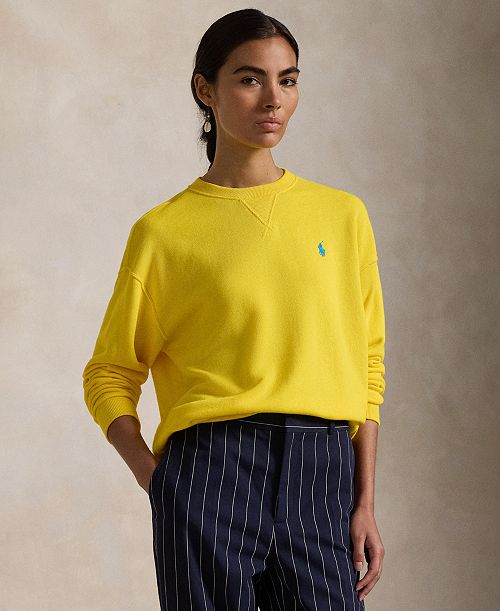 Polo Ralph Lauren Women's Lightweight Fleece Crewneck Pullover Sweatshirt Women's Fashion Shoes & Accessories
