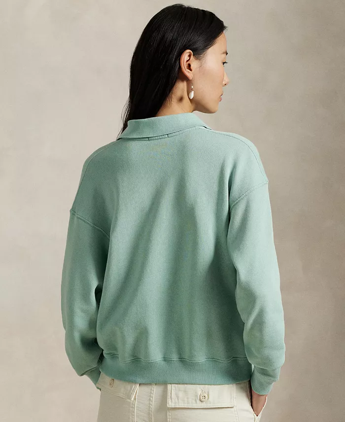 Polo Ralph Lauren Women's Lightweight Fleece Long-Sleeve Polo Sweatshirt Women's Fashion Shoes & Accessories