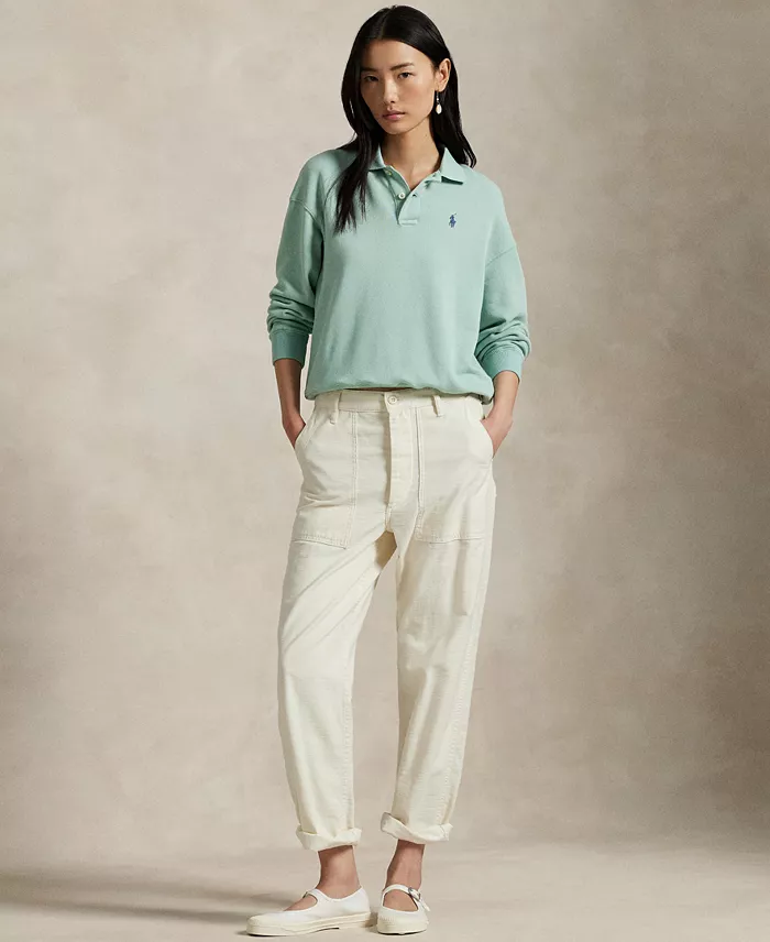 Polo Ralph Lauren Women's Lightweight Fleece Long-Sleeve Polo Sweatshirt Women's Fashion Shoes & Accessories