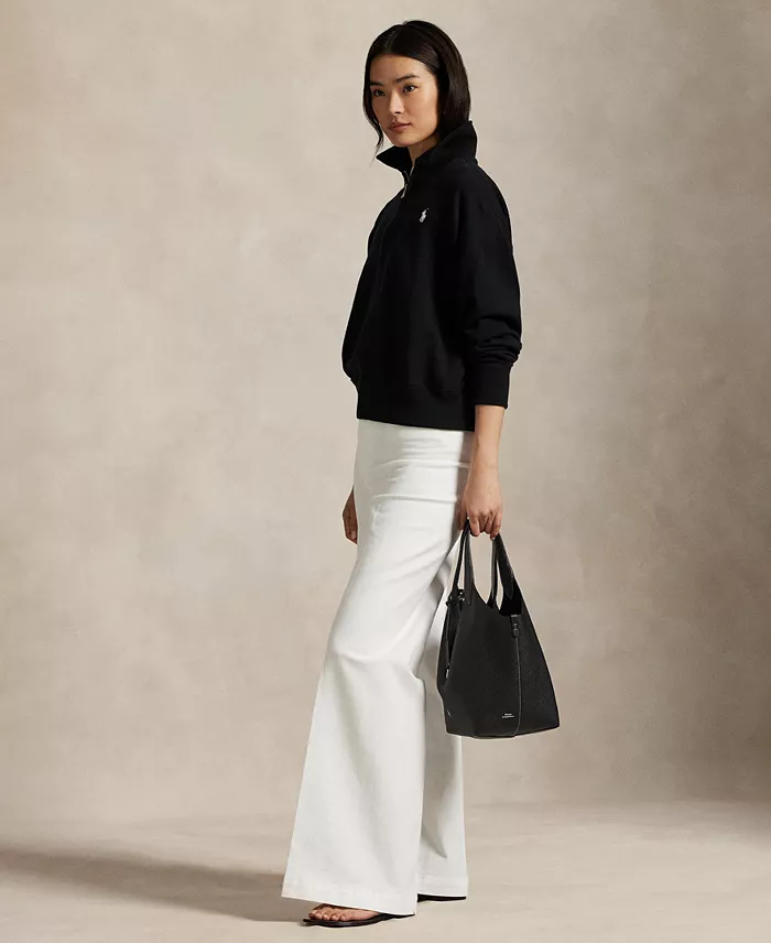 Polo Ralph Lauren Women's Lightweight Fleece Quarter-Zip Sweatshirt Women's Fashion Shoes & Accessories