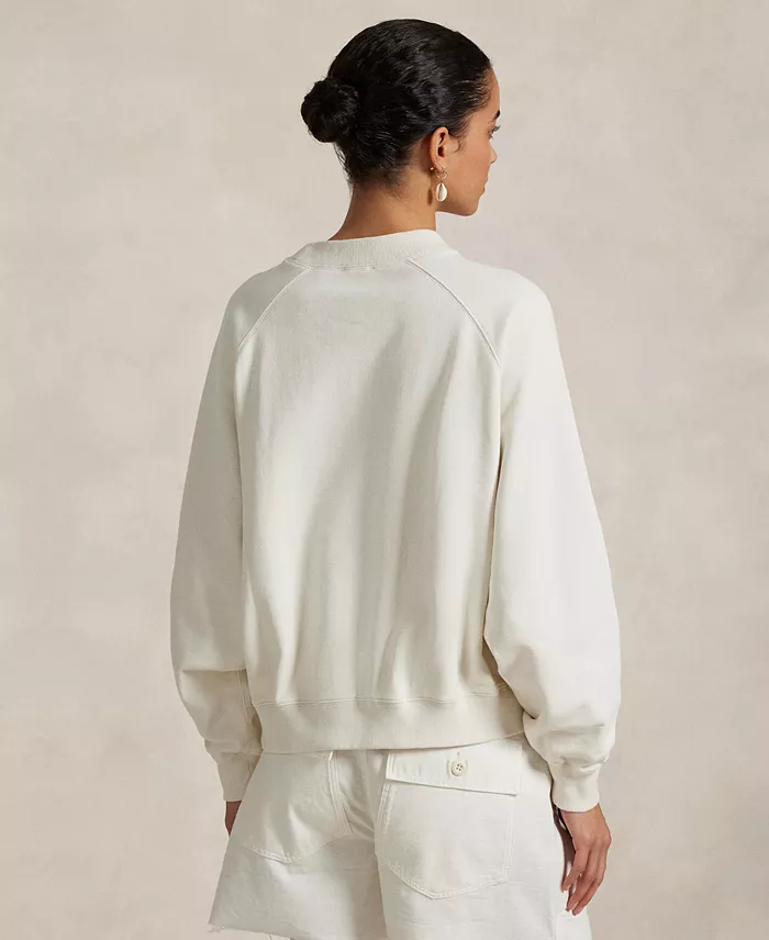 Polo Ralph Lauren Women's Logo Flag French Terry Crewneck Women's Fashion Shoes & Accessories