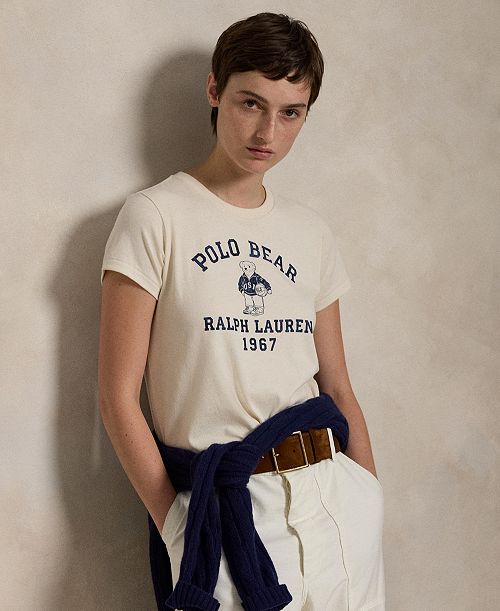 Polo Ralph Lauren Women's Polo Bear Cotton Jersey Tee Women's Fashion Shoes & Accessories