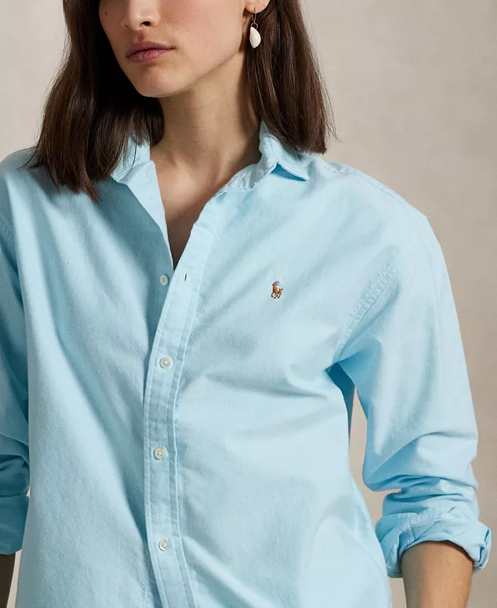 Polo Ralph Lauren Women's Relaxed-Fit Cotton Oxford Shirt Women's Fashion Shoes & Accessories