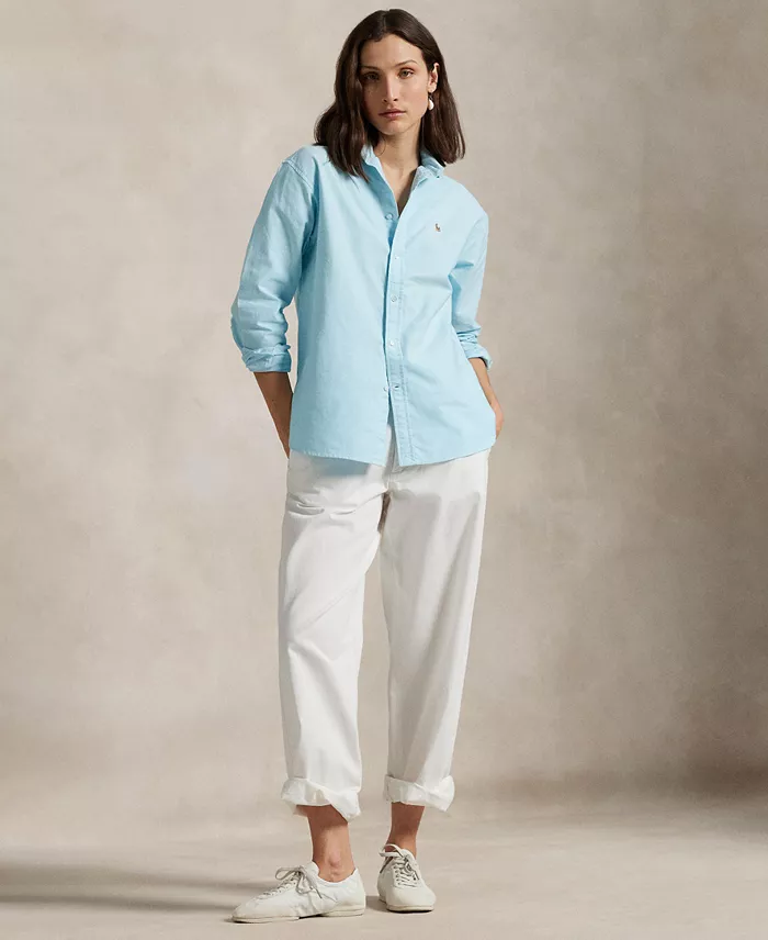 Polo Ralph Lauren Women's Relaxed-Fit Cotton Oxford Shirt Women's Fashion Shoes & Accessories