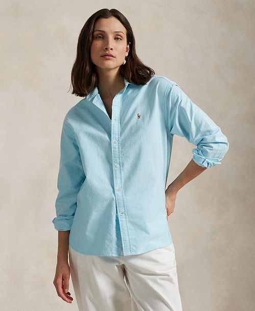 Polo Ralph Lauren Women's Relaxed-Fit Cotton Oxford Shirt Women's Fashion Shoes & Accessories