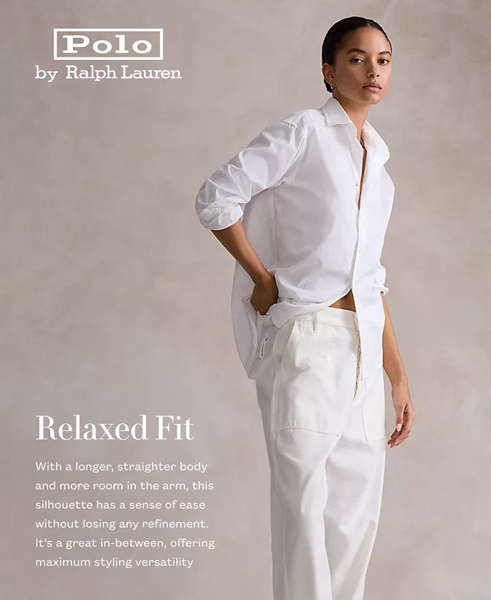 Polo Ralph Lauren Women's Relaxed-Fit Cotton Shirt Women's Fashion Shoes & Accessories