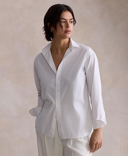 Polo Ralph Lauren Women's Relaxed-Fit Cotton Shirt Women's Fashion Shoes & Accessories