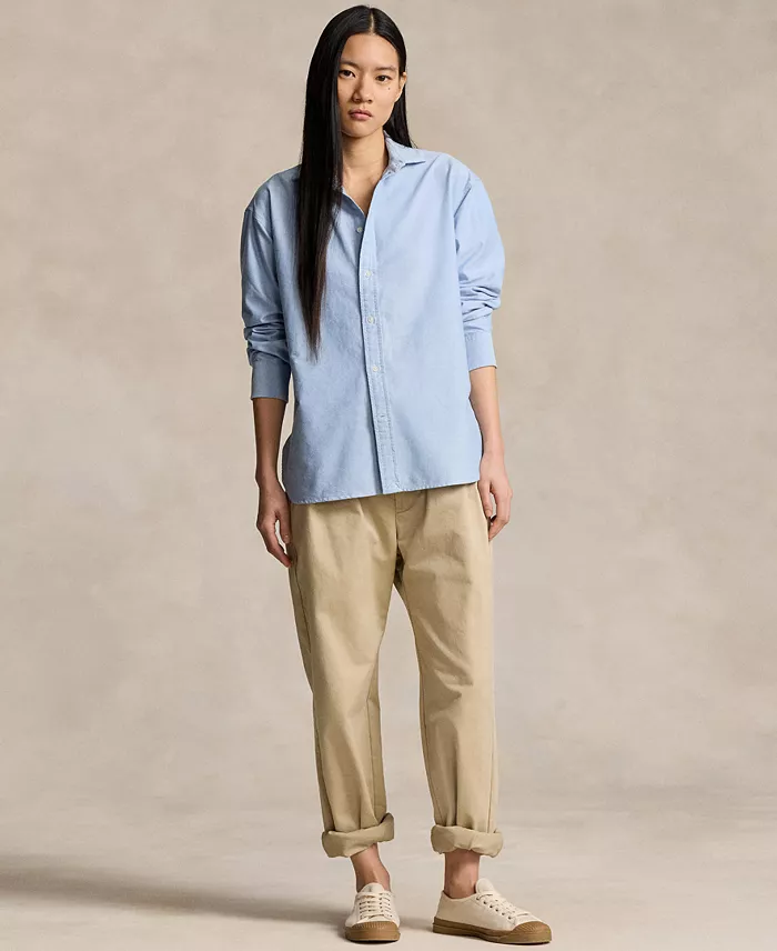 Polo Ralph Lauren Women's Relaxed-Fit Oxford Shirt Women's Fashion Shoes & Accessories