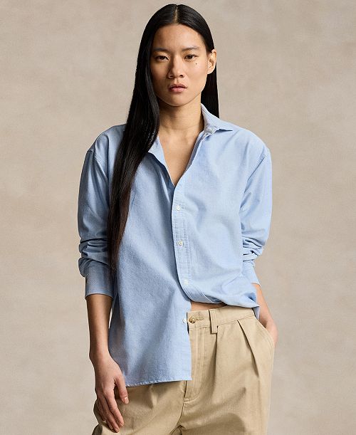Polo Ralph Lauren Women's Relaxed-Fit Oxford Shirt Women's Fashion Shoes & Accessories