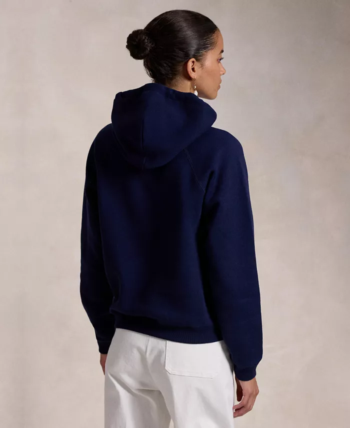 Polo Ralph Lauren Women's Shrunken Fit Fleece Hoodie Sweatshirt Women's Fashion Shoes & Accessories