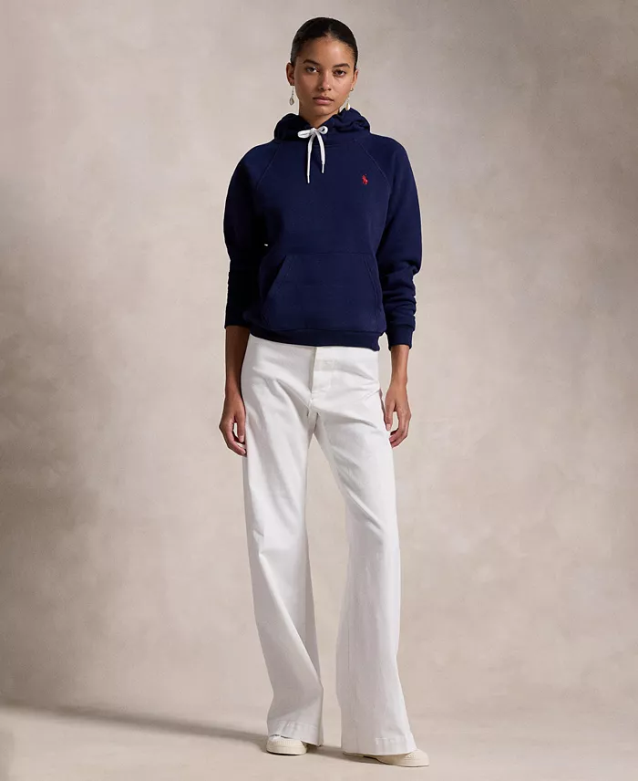 Polo Ralph Lauren Women's Shrunken Fit Fleece Hoodie Sweatshirt Women's Fashion Shoes & Accessories