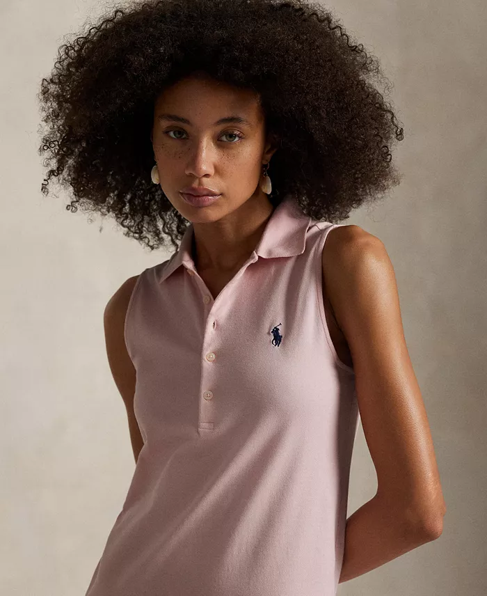 Polo Ralph Lauren Women's Stretch-Cotton Sleeveless Polo Dress Women's Fashion Shoes & Accessories