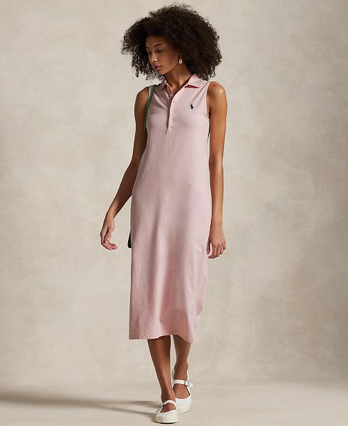 Polo Ralph Lauren Women's Stretch-Cotton Sleeveless Polo Dress Women's Fashion Shoes & Accessories