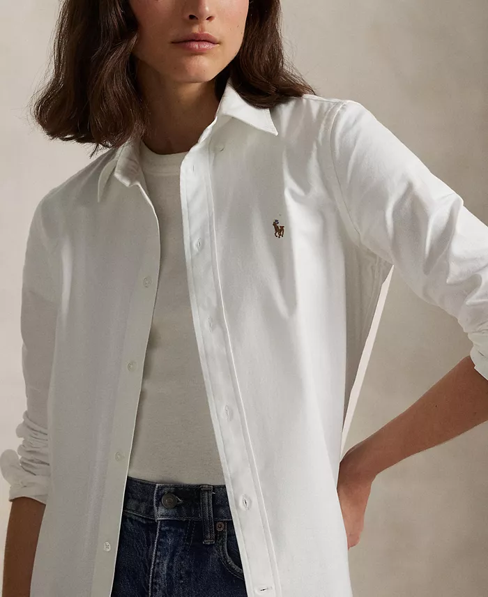 Polo Ralph Lauren Women's Stretch Slim Fit Oxford Shirt Women's Fashion Shoes & Accessories