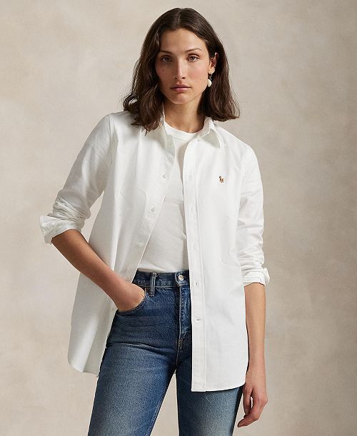 Polo Ralph Lauren Women's Stretch Slim Fit Oxford Shirt Women's Fashion Shoes & Accessories