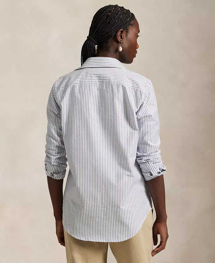Polo Ralph Lauren Women's Stretch Slim Fit Striped Oxford Shirt Women's Fashion Shoes & Accessories