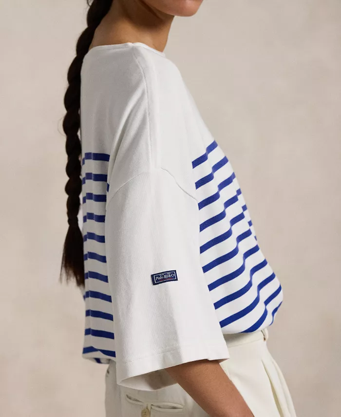 Polo Ralph Lauren Women's Striped Boatneck Mariner Tee Women's Fashion Shoes & Accessories