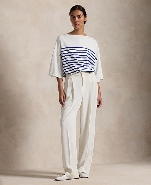 Polo Ralph Lauren Women's Striped Boatneck Mariner Tee Women's Fashion Shoes & Accessories