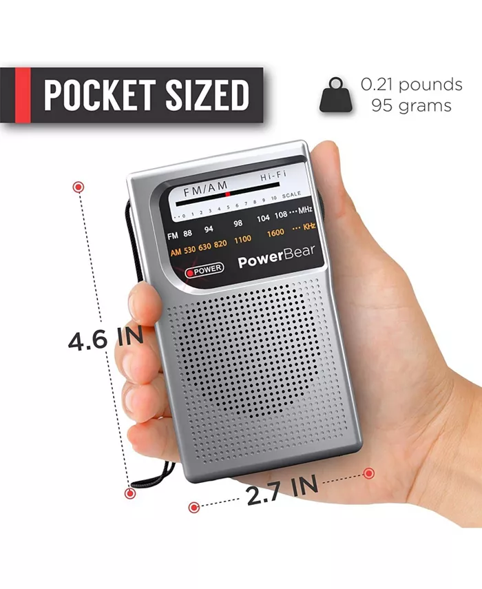 Powerbear Portable Radio: AM/FM Long Range Battery Operated Electronics