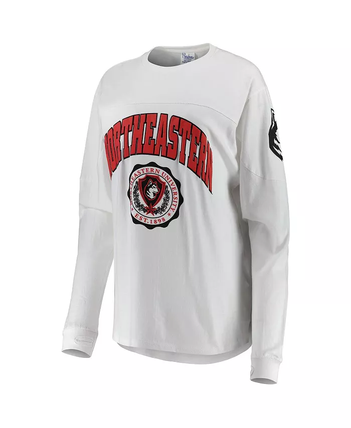 Pressbox Women's White Northeastern Huskies Edith Long Sleeve T-shirt Sports Fan Shop