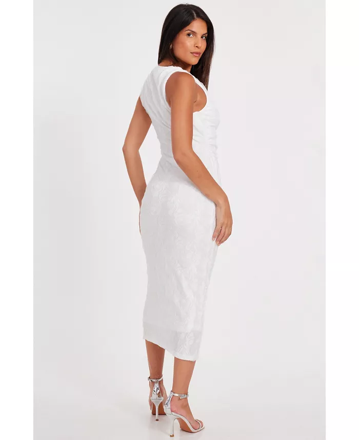 QUIZ Women's Jaquard Maxi Dress With Twist Strap Women's Fashion Shoes & Accessories