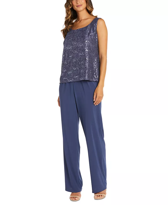 R & M Richards 3-Pc. Sequined Lace Pantsuit & Jacket Women's Fashion Shoes & Accessories