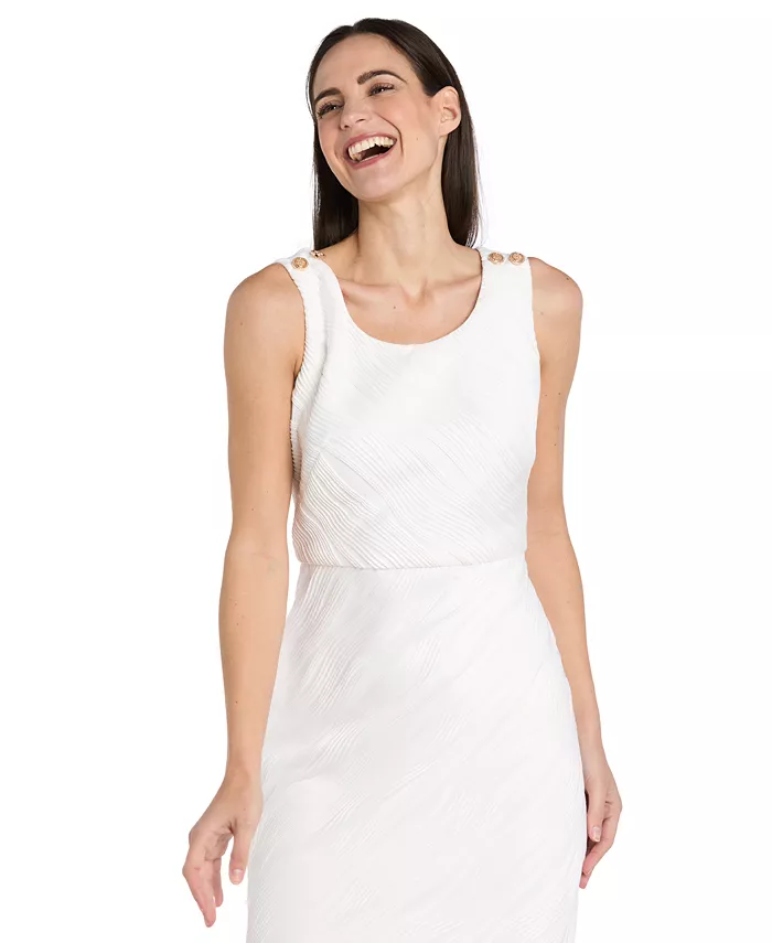 R & M Richards Women's Wavy Jacquard Flounce-Hem Dress Women's Fashion Shoes & Accessories