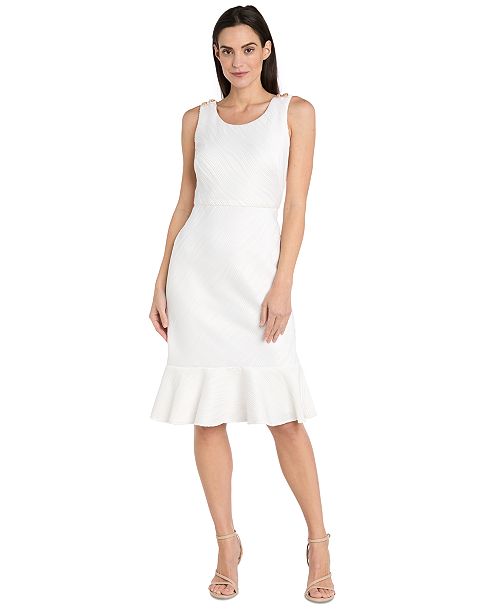 R & M Richards Women's Wavy Jacquard Flounce-Hem Dress Women's Fashion Shoes & Accessories