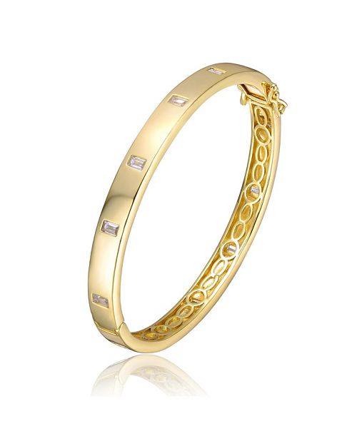 Rachel Glauber 14K Gold Plated Bezel Set Cubic Zirconia Bangle Bracelet Jewelry & Watches