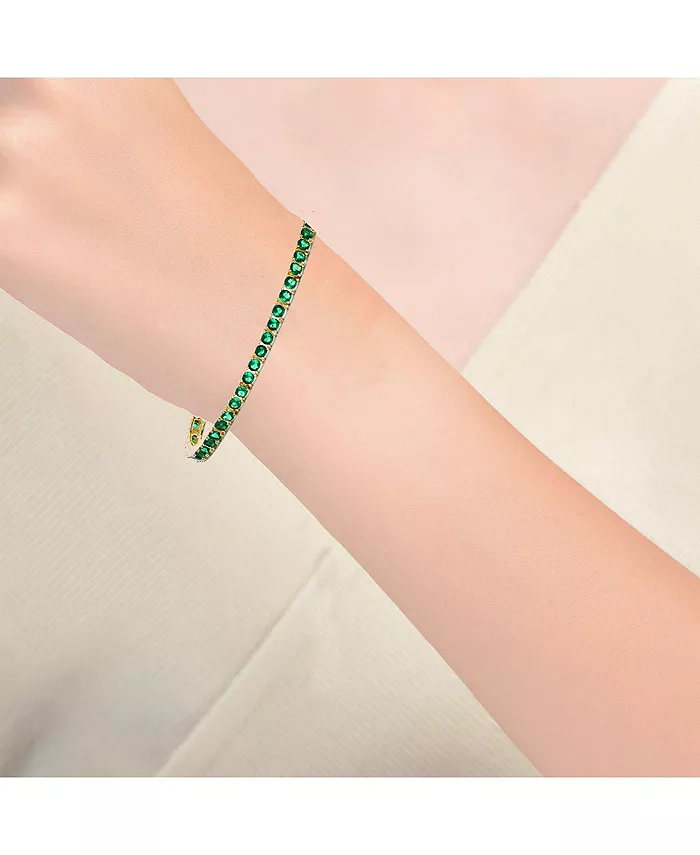 Rachel Glauber Classic 3mm Colored Cubic Zirconia Tennis Bracelet Jewelry & Watches