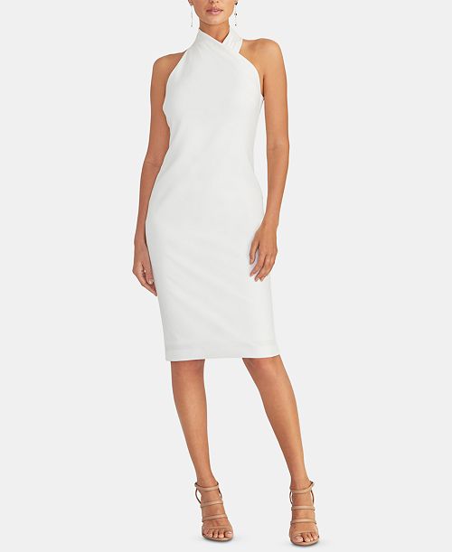 RACHEL Rachel Roy Sleeveless Halter Sheath Dress Women's Fashion Shoes & Accessories