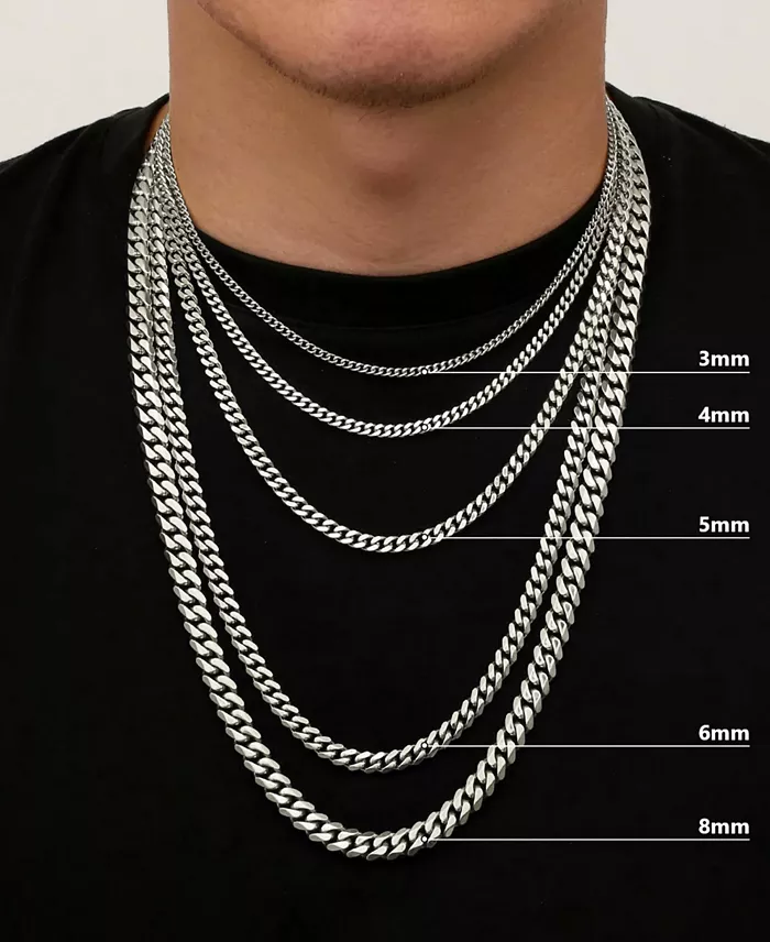Rhona Sutton Silver Miami Cuban 5MM Stainless Steel Chain Necklace Jewelry & Watches