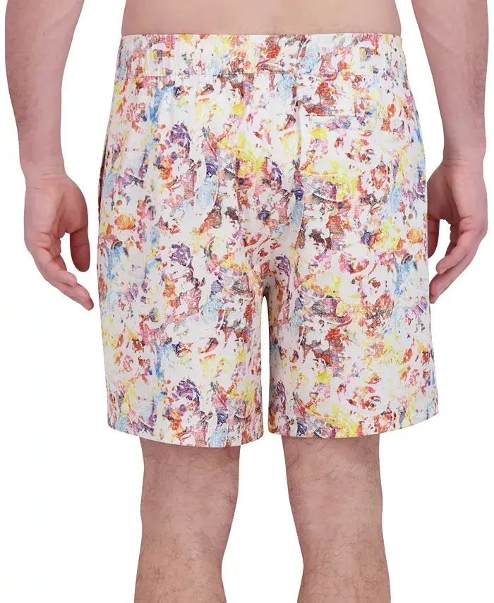 Robert Graham Men's Drew Floral Print Drawstring 7" Swim Trunks Men's Fashion & Accessories