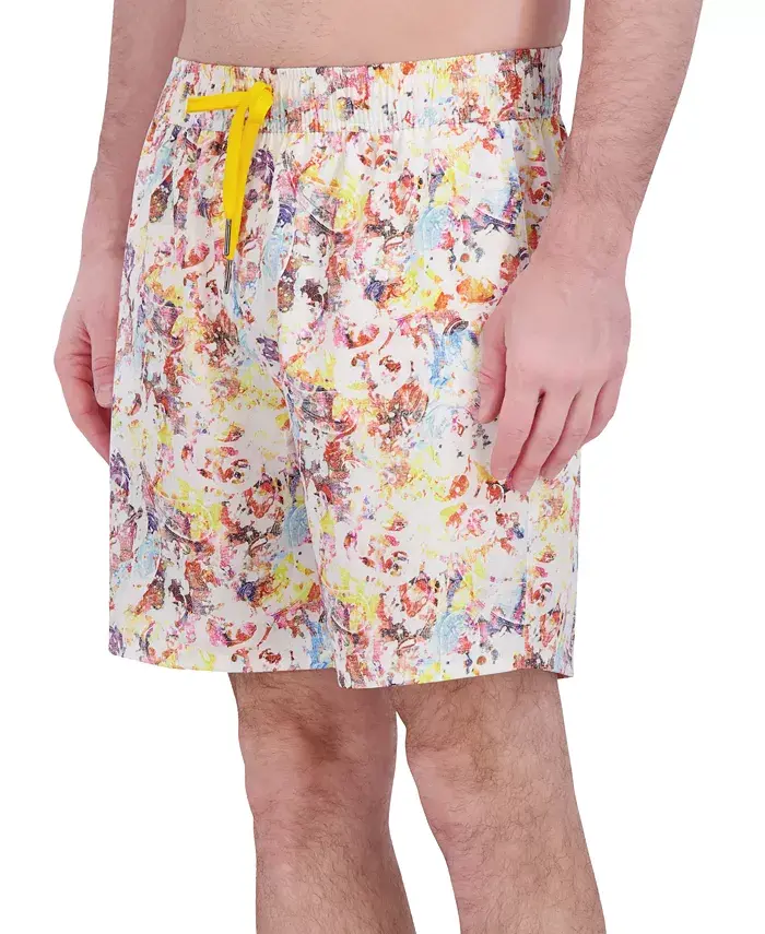 Robert Graham Men's Drew Floral Print Drawstring 7" Swim Trunks Men's Fashion & Accessories
