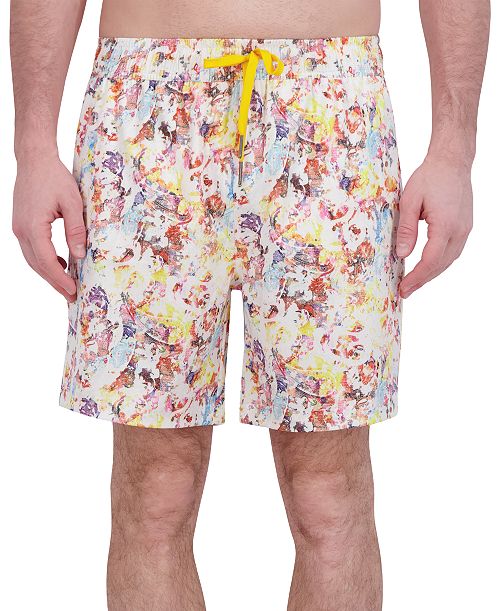 Robert Graham Men's Drew Floral Print Drawstring 7" Swim Trunks Men's Fashion & Accessories