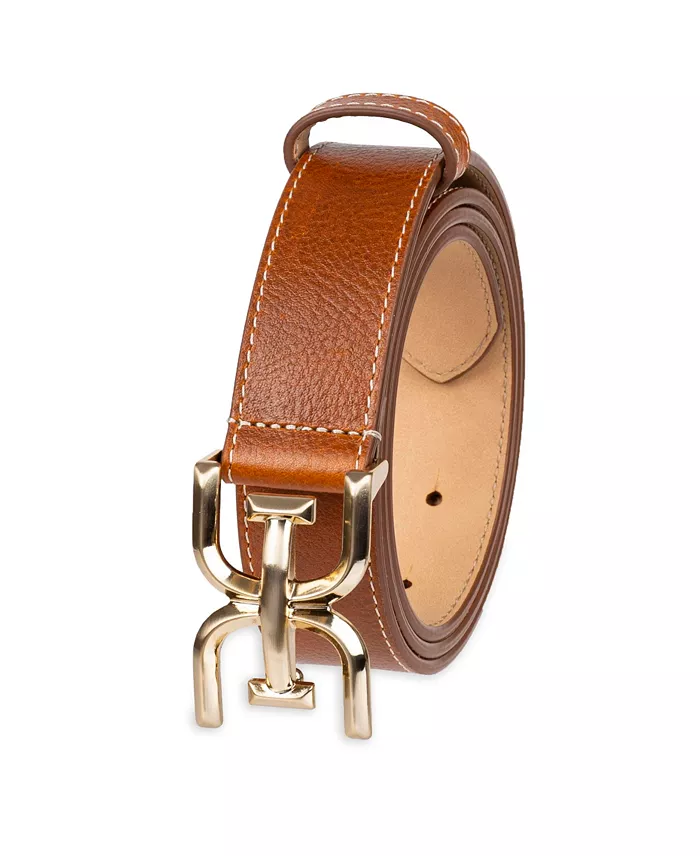 Sam Edelman Women's Slim Double-E Plaque Buckle Belt Women's Fashion Shoes & Accessories