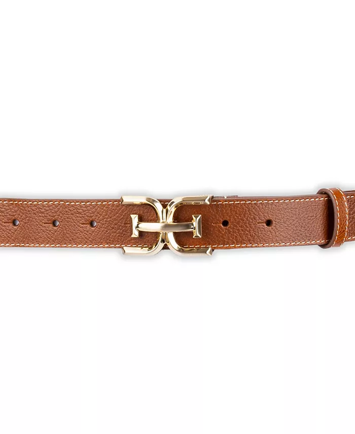 Sam Edelman Women's Slim Double-E Plaque Buckle Belt Women's Fashion Shoes & Accessories