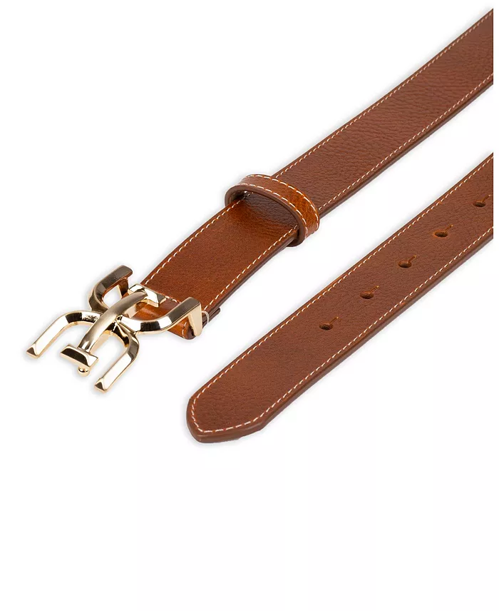 Sam Edelman Women's Slim Double-E Plaque Buckle Belt Women's Fashion Shoes & Accessories