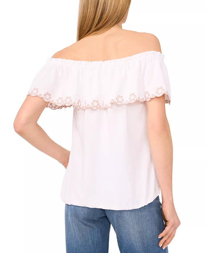 Sam & Jess Women's Embroidered Off-The-Shoulder Top Women's Fashion Shoes & Accessories