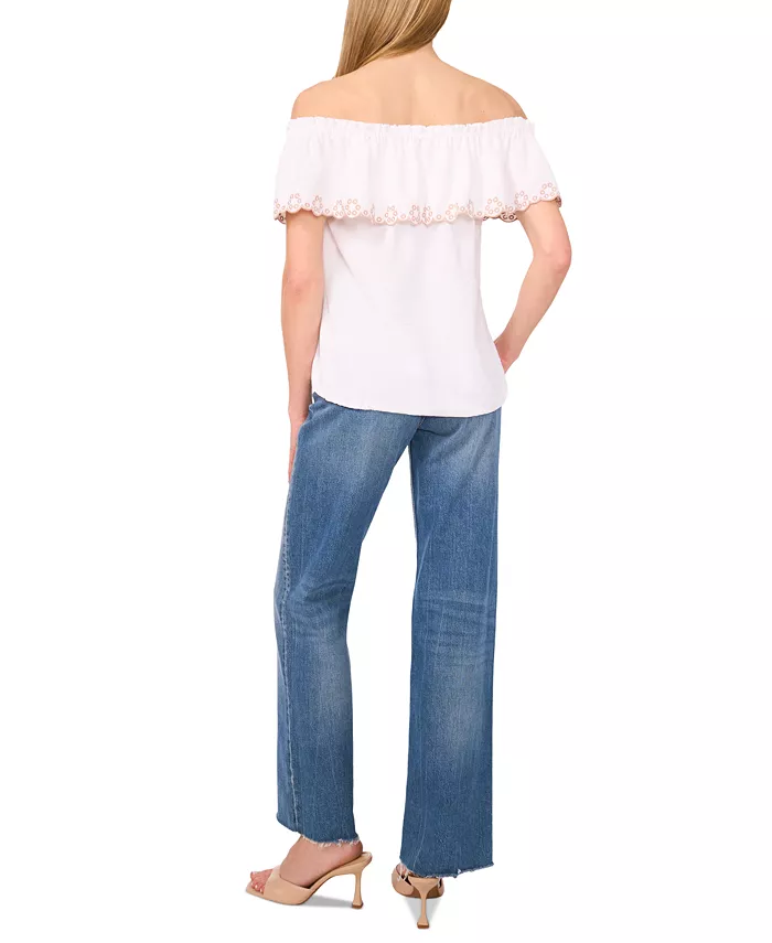 Sam & Jess Women's Embroidered Off-The-Shoulder Top Women's Fashion Shoes & Accessories