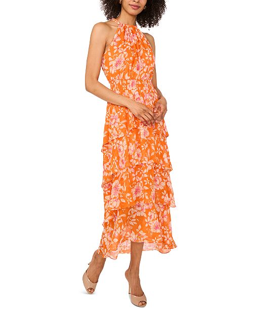 Sam & Jess Women's Floral-Print Maxi Halter Dress Women's Fashion Shoes & Accessories