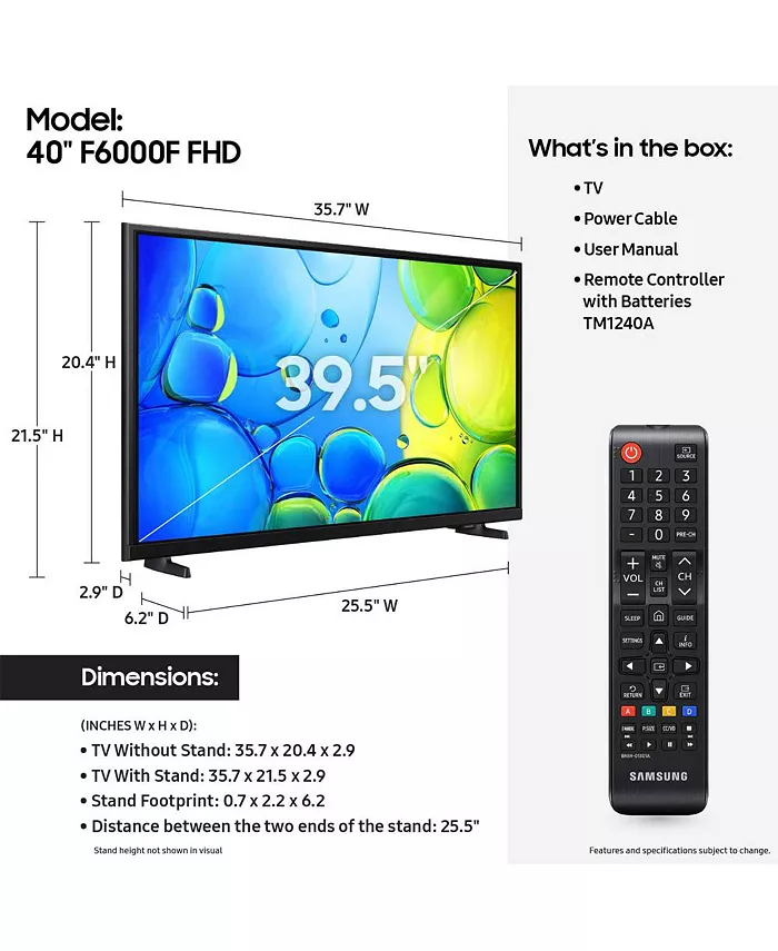 Samsung 40" Class 4K FHD LCD Smart TV - UN40F6000FFXZA Electronics