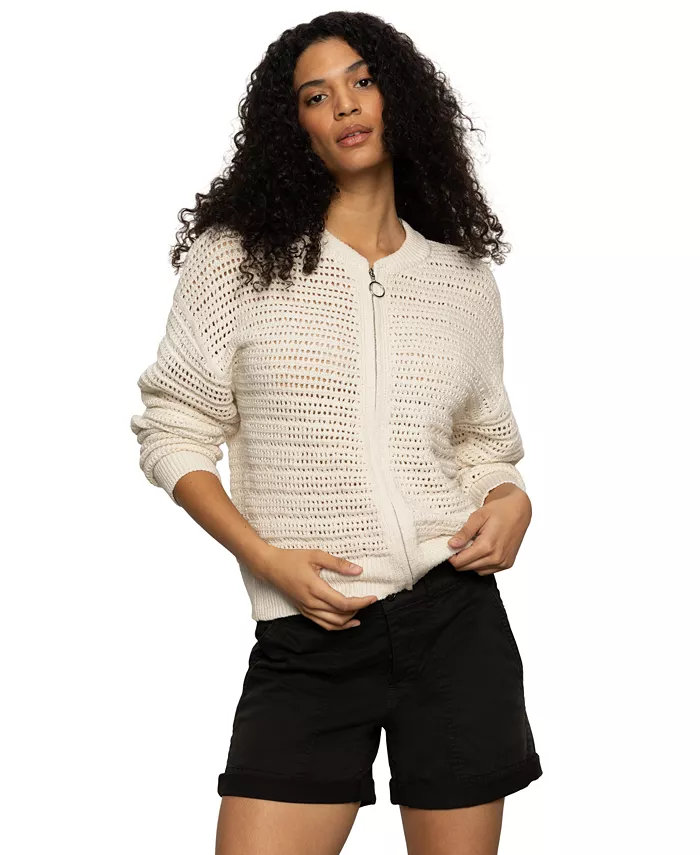 Sanctuary Women's Cotton Open-Knit Bomber Jacket Women's Fashion Shoes & Accessories