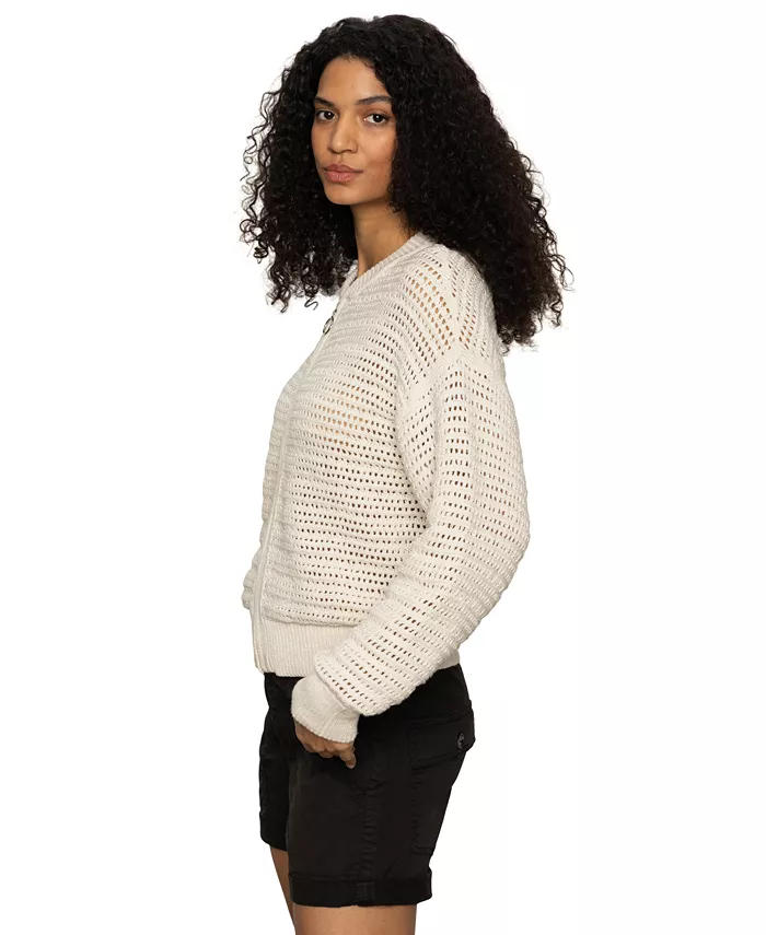 Sanctuary Women's Cotton Open-Knit Bomber Jacket Women's Fashion Shoes & Accessories