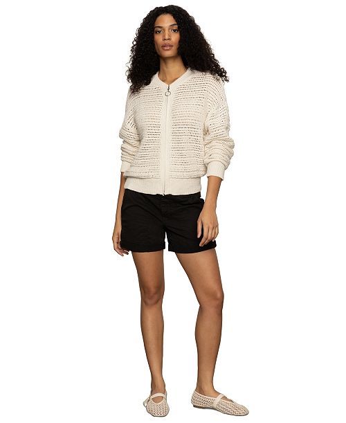 Sanctuary Women's Cotton Open-Knit Bomber Jacket Women's Fashion Shoes & Accessories