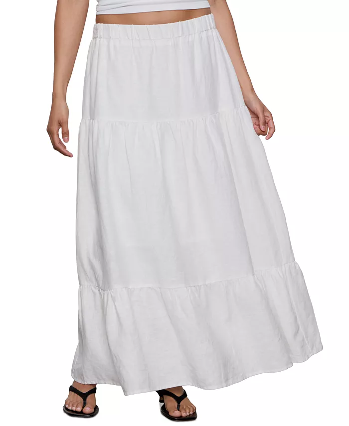 Sanctuary Women's The Prairie Linen Tiered Maxi Skirt Women's Fashion Shoes & Accessories
