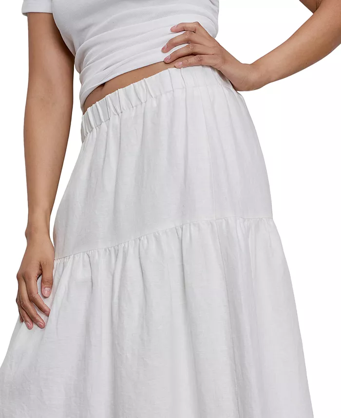 Sanctuary Women's The Prairie Linen Tiered Maxi Skirt Women's Fashion Shoes & Accessories