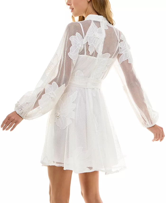 SENI & CADE Juniors' Jacquard Mesh Lined Dress Juniors'