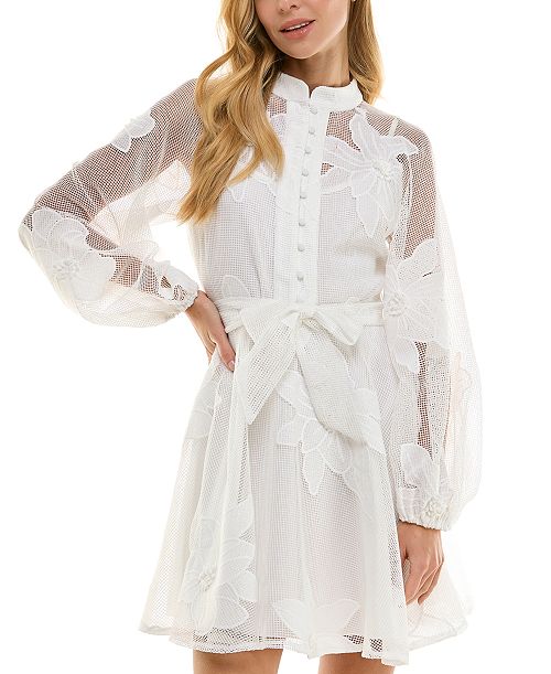 SENI & CADE Juniors' Jacquard Mesh Lined Dress Juniors'