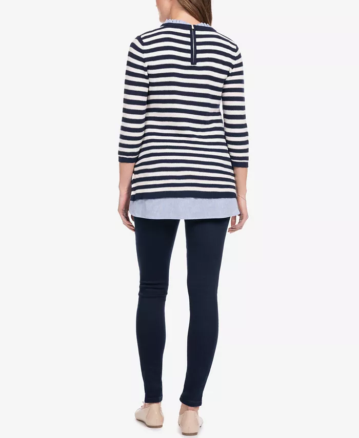 Seraphine Women's Cotton Maternity Nursing Sweater With Detachable Collar Women's Fashion Shoes & Accessories